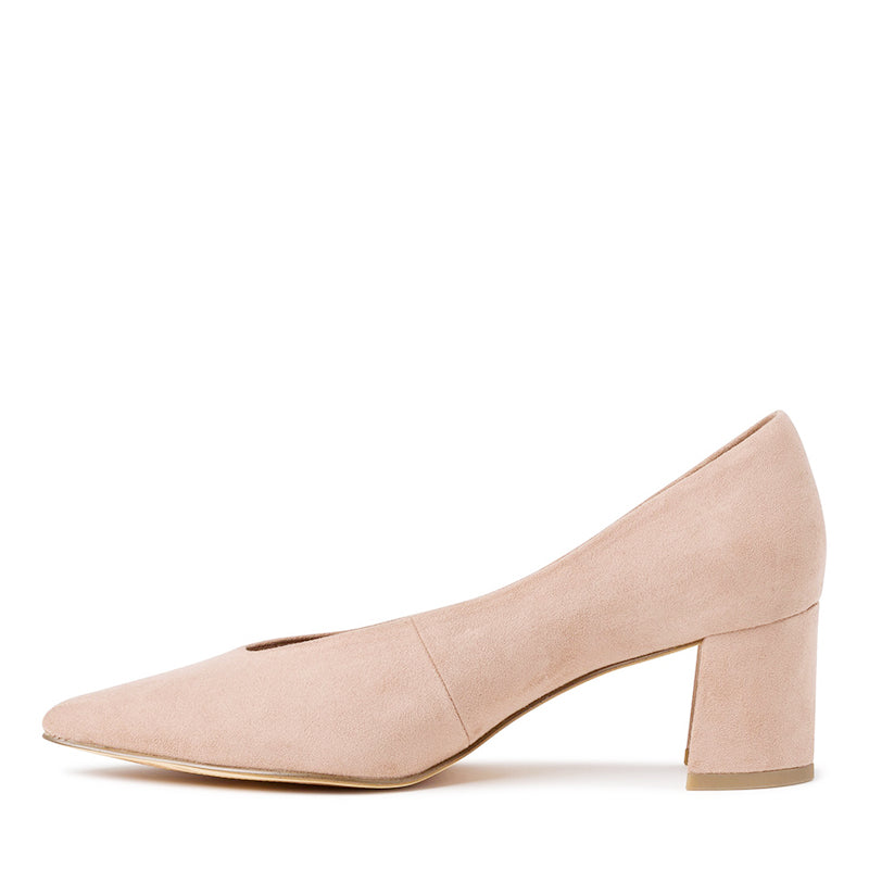 MARCO TOZZI - MEDIUM HEEL COURT SHOE - NUDE SUEDE