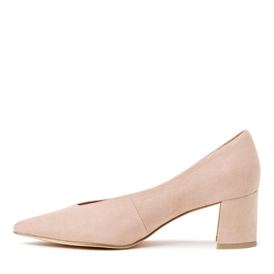 MARCO TOZZI - MEDIUM HEEL COURT SHOE - NUDE SUEDE