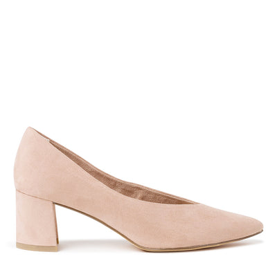 MARCO TOZZI - MEDIUM HEEL COURT SHOE - NUDE SUEDE
