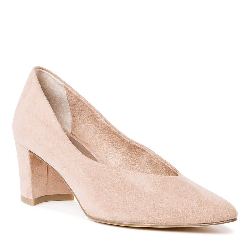 MARCO TOZZI - MEDIUM HEEL COURT SHOE - NUDE SUEDE