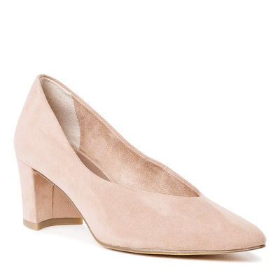 MARCO TOZZI - MEDIUM HEEL COURT SHOE - NUDE SUEDE
