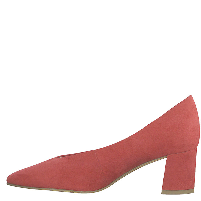 MARCO TOZZI - MEDIUM HEEL COURT SHOE - RED SUEDE