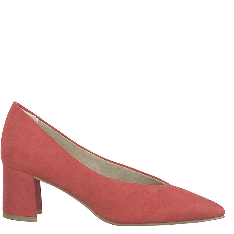 MARCO TOZZI - MEDIUM HEEL COURT SHOE - RED SUEDE