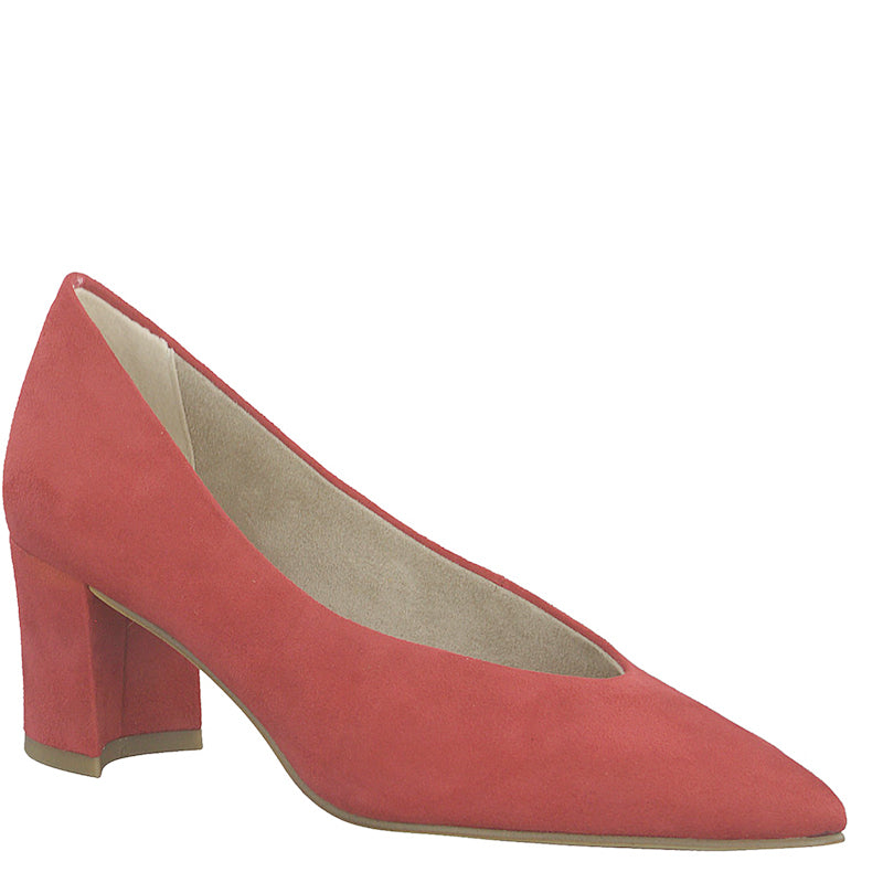 MARCO TOZZI - MEDIUM HEEL COURT SHOE - RED SUEDE