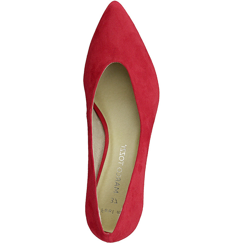 MARCO TOZZI - MEDIUM HEEL COURT SHOE - RED SUEDE