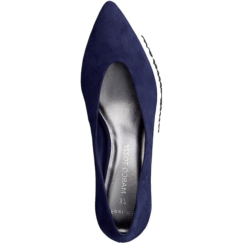 MARCO TOZZI - MEDIUM HEEL COURT SHOE - NAVY SUEDE