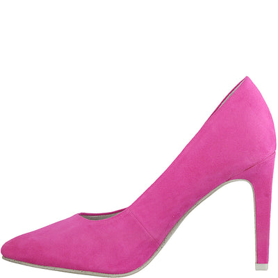 MARCO TOZZI - HI HEEL COURT SHOE - PINK SUEDE