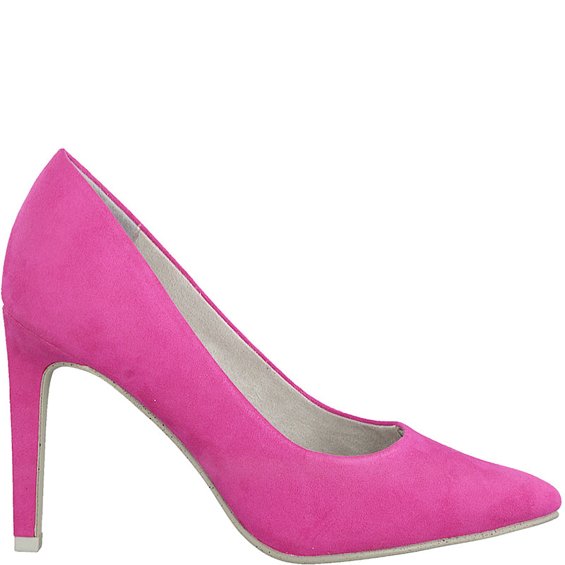 MARCO TOZZI - HI HEEL COURT SHOE - PINK SUEDE