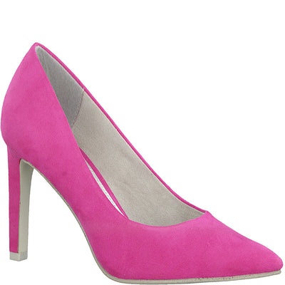 MARCO TOZZI - HI HEEL COURT SHOE - PINK SUEDE