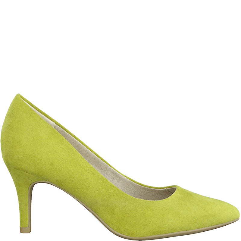 MARCO TOZZI - MEDIUM HEEL COURT SHOE - LIME SUEDE