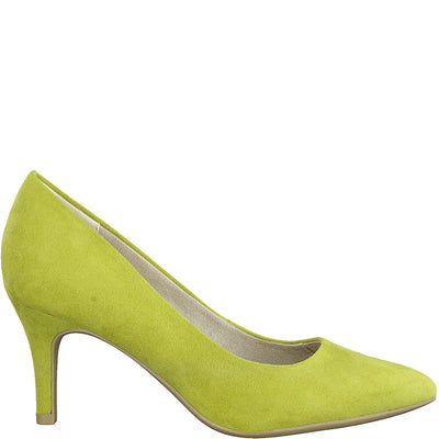 MARCO TOZZI - MEDIUM HEEL COURT SHOE - LIME SUEDE