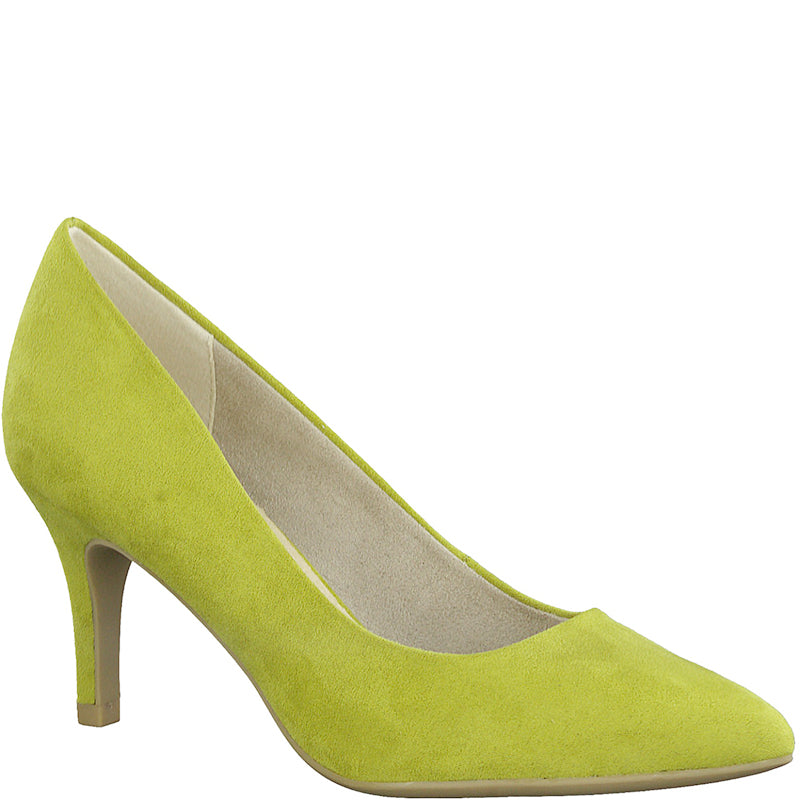 MARCO TOZZI - MEDIUM HEEL COURT SHOE - LIME SUEDE