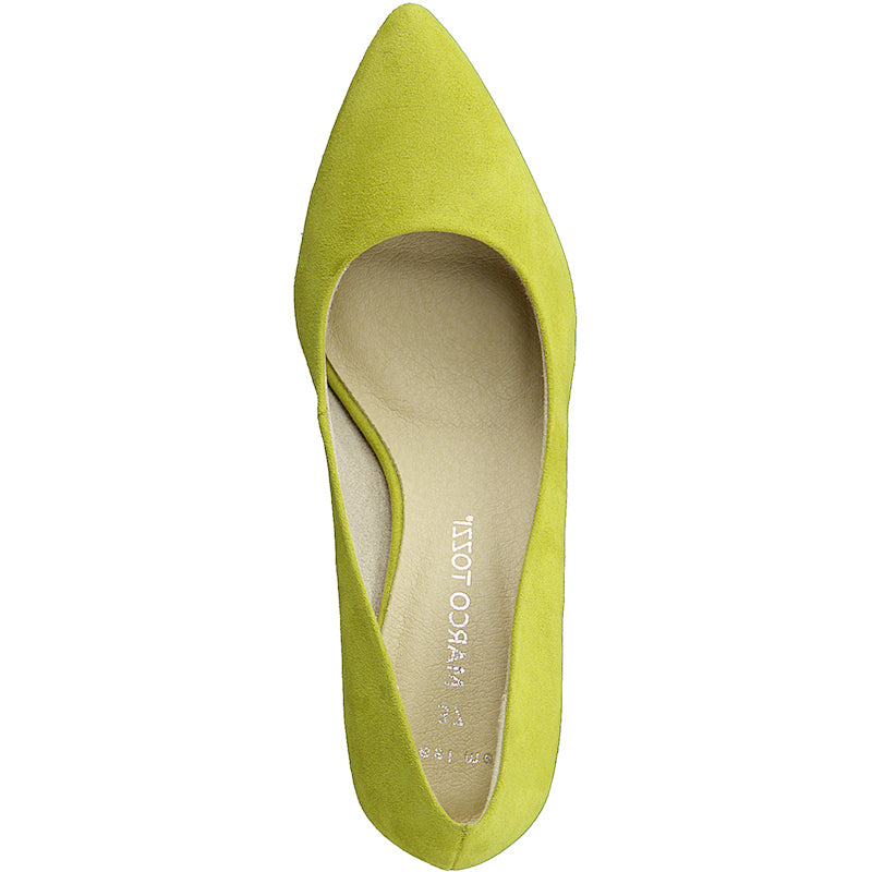 MARCO TOZZI - MEDIUM HEEL COURT SHOE - LIME SUEDE