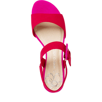 MARCO TOZZI - LOW HEEL SANDAL - RED COMB