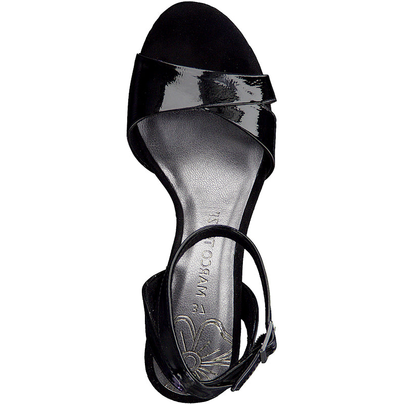 MARCO TOZZI - MEDIUM HEEL SANDAL - BLACK PATENT