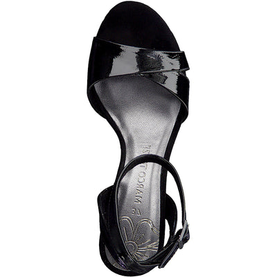 MARCO TOZZI - MEDIUM HEEL SANDAL - BLACK PATENT