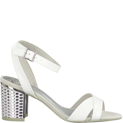 MARCO TOZZI - MEDIUM HEEL SANDAL - WHITE PATENT