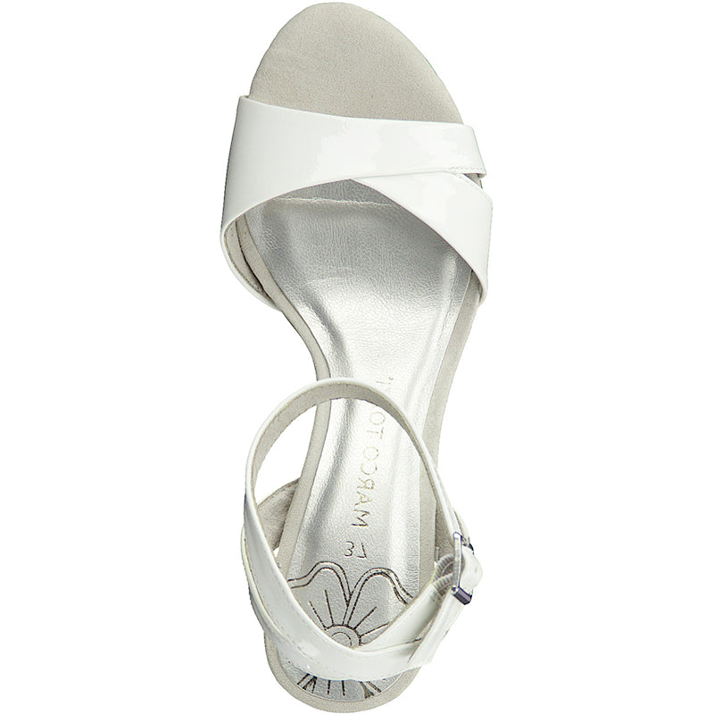 MARCO TOZZI - MEDIUM HEEL SANDAL - WHITE PATENT