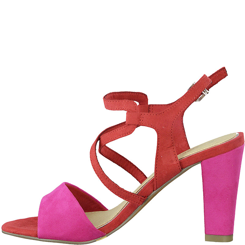 MARCO TOZZI - HI HEEL FASHION SANDAL - RED COMBI