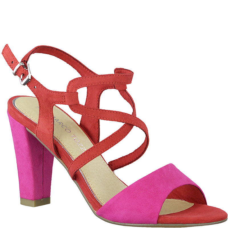 MARCO TOZZI - HI HEEL FASHION SANDAL - RED COMBI