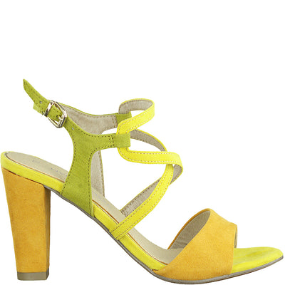 MARCO TOZZI - HI HEEL FASHION SANDAL - YELLOW COMBI
