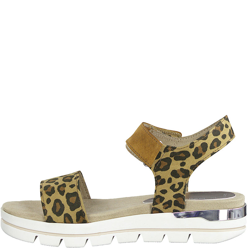 MARCO TOZZI - FLAT FASHION SANDAL - BROWN LEOPARD PRINT