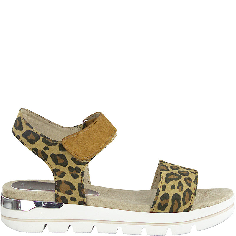 MARCO TOZZI - FLAT FASHION SANDAL - BROWN LEOPARD PRINT