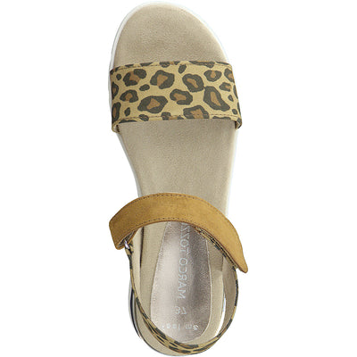 MARCO TOZZI - FLAT FASHION SANDAL - BROWN LEOPARD PRINT