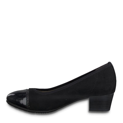 JANA - Black Low Heel Court Shoe