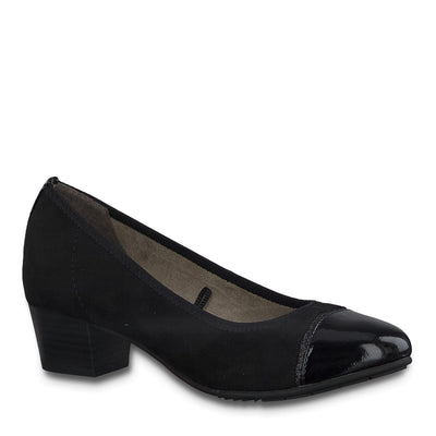 JANA - Black Low Heel Court Shoe