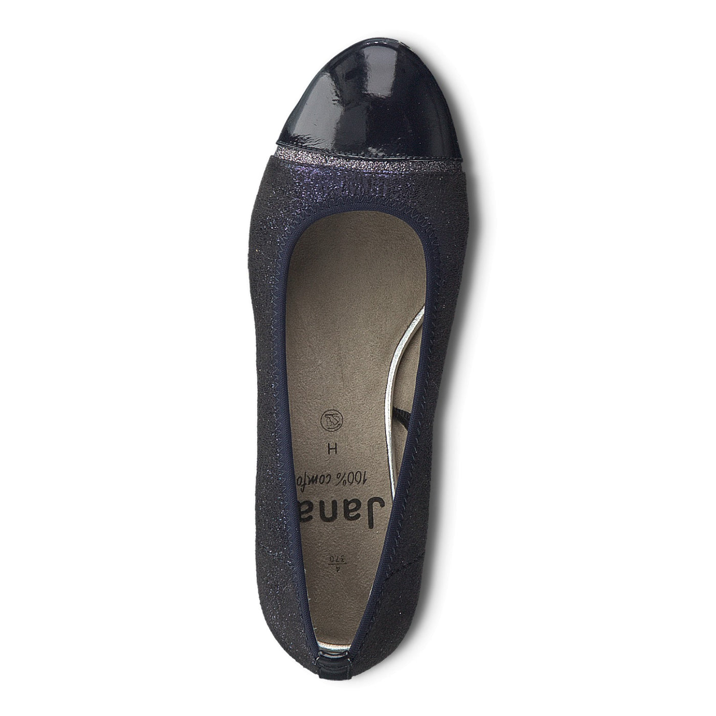 JANA - Navy Glitter Low Heel Court Shoe