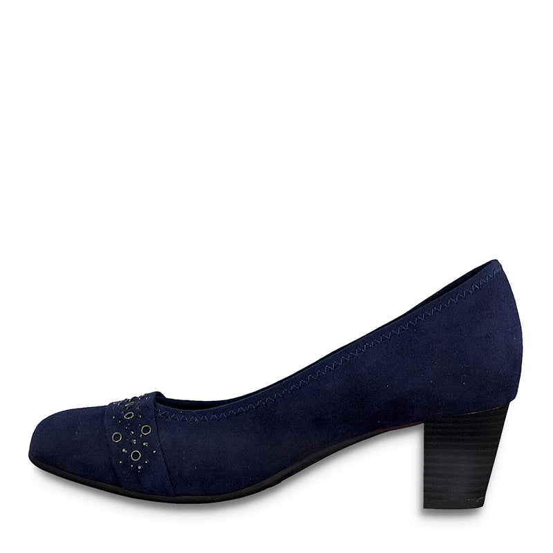 JANA - MEDIUM HEEL COURT SHOE - NAVY SUEDE