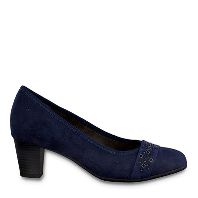 JANA - MEDIUM HEEL COURT SHOE - NAVY SUEDE