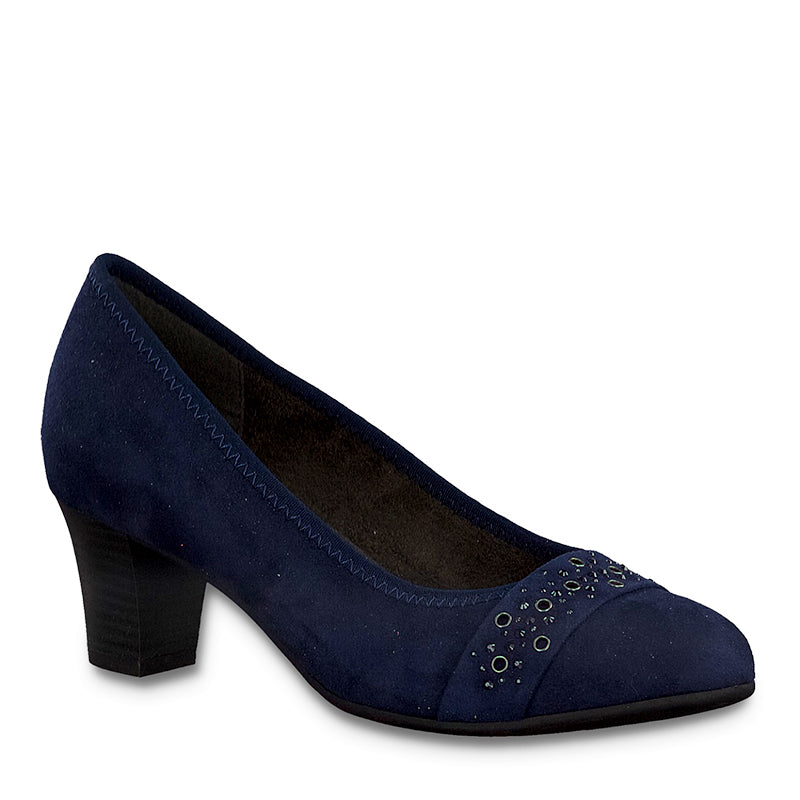 JANA - MEDIUM HEEL COURT SHOE - NAVY SUEDE