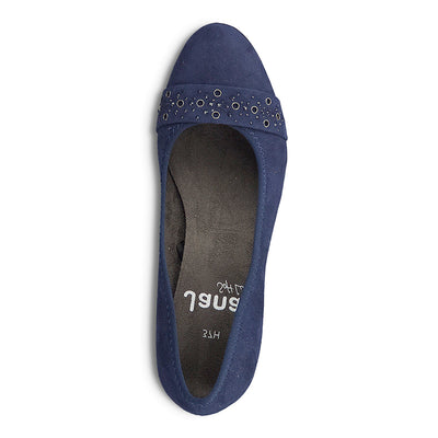 JANA - MEDIUM HEEL COURT SHOE - NAVY SUEDE