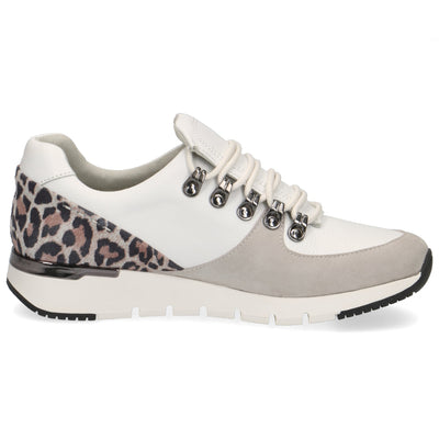 CAPRICE - LACED FASHION TRAINER - WHITE/LEOPARD