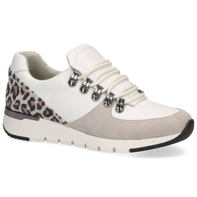 CAPRICE - LACED FASHION TRAINER - WHITE/LEOPARD
