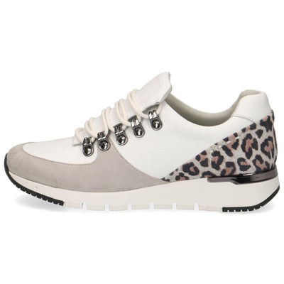 CAPRICE - LACED FASHION TRAINER - WHITE/LEOPARD