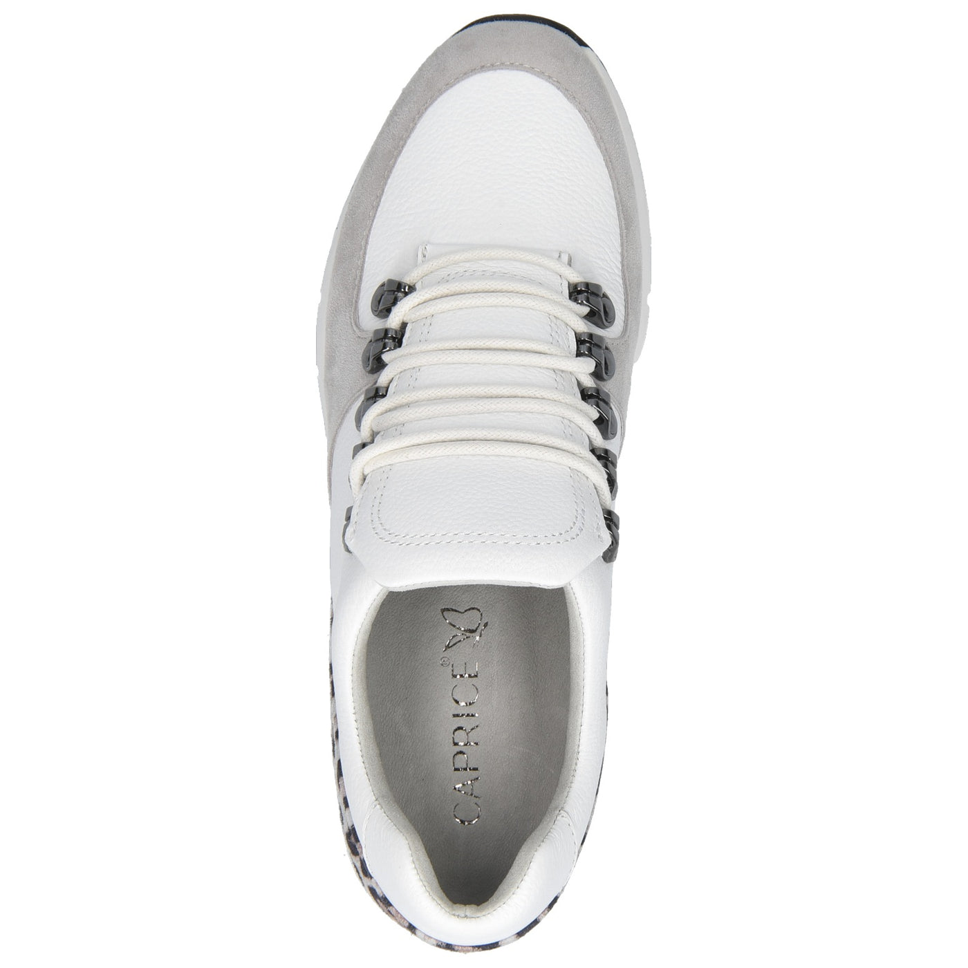 CAPRICE - LACED FASHION TRAINER - WHITE/LEOPARD