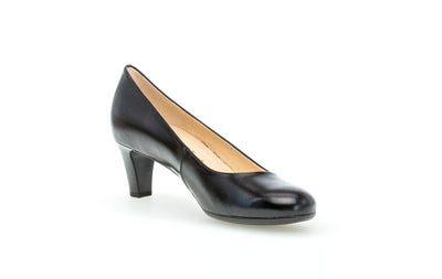GABOR - 01.400.37 MEDIUM HEEL COURT SHOE - BLACK
