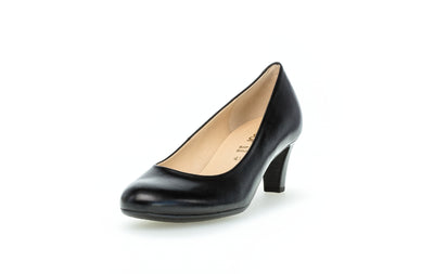 GABOR - 01.400.37 MEDIUM HEEL COURT SHOE - BLACK