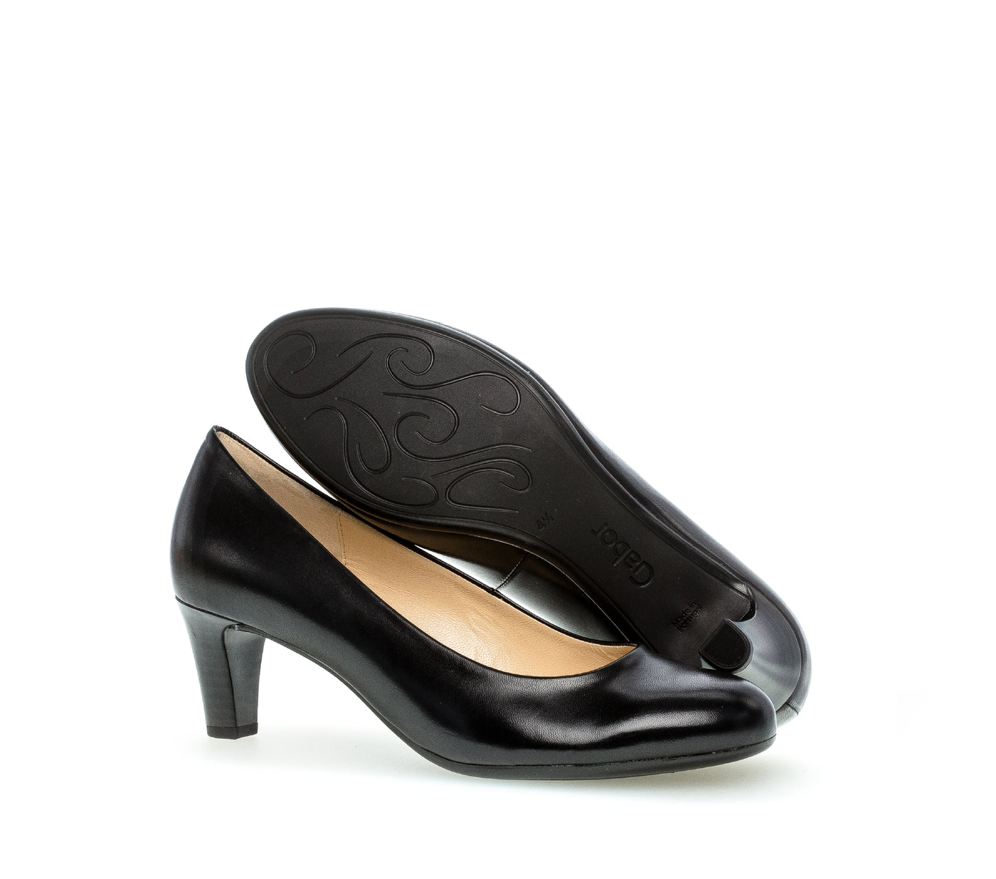 GABOR - 01.400.37 MEDIUM HEEL COURT SHOE - BLACK