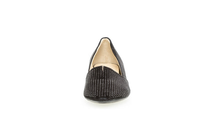 GABOR - 05.134.17 LOW HEEL COURT SHOE - BLACK SUEDE