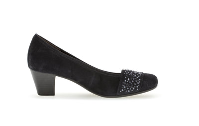 GABOR - 05.482.16 MEDIUM HEEL COURT SHOE - NAVY SUEDE