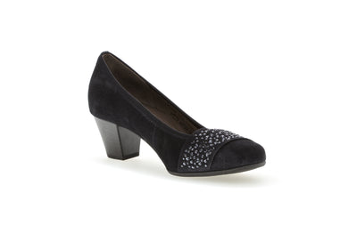 GABOR - 05.482.16 MEDIUM HEEL COURT SHOE - NAVY SUEDE