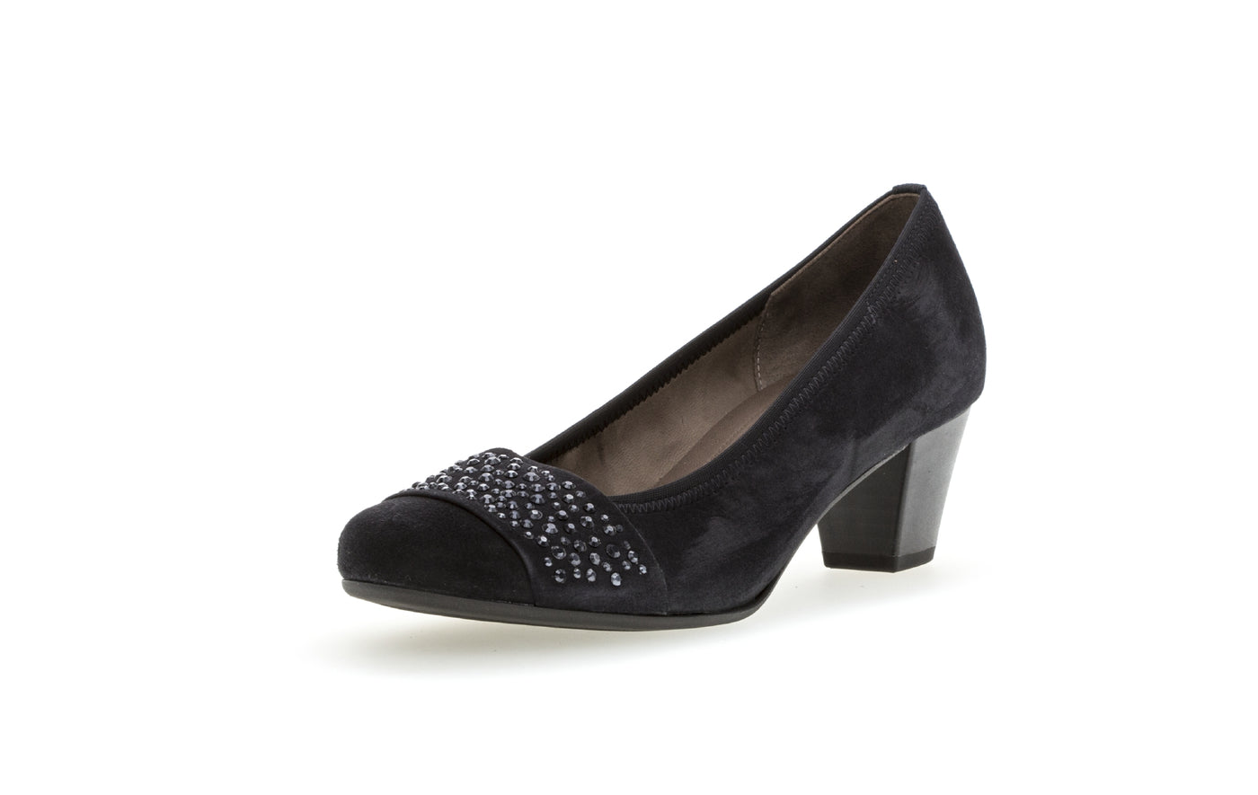 GABOR - 05.482.16 MEDIUM HEEL COURT SHOE - NAVY SUEDE