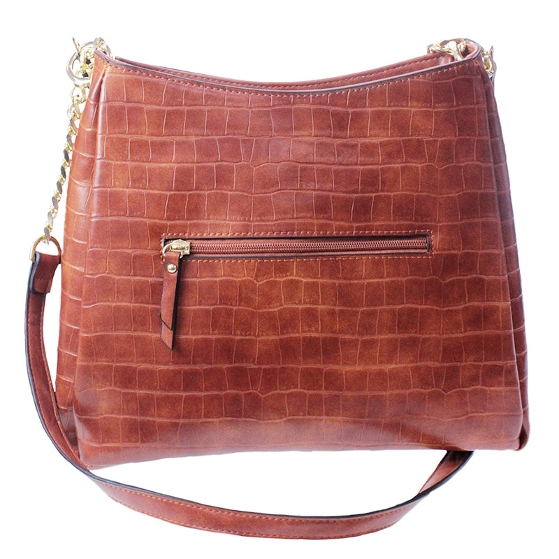 GIONNI - 11G2362 ZIRCON CROS EFFECT SHOULDER BAG - TAN