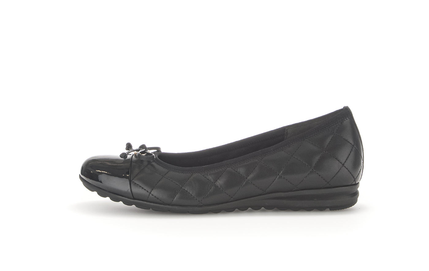 GABOR - 22.622.57 QUILTED FLAT POMP WITH BOW - BLACK