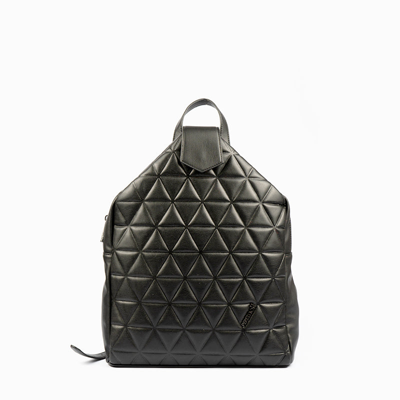 PEPE MOLL - 31130 QUILTED BACKPACK WITH ZIP CLOUSRE & MAGNETIC FLAP - BLACK