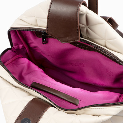 PEPE MOLL - 31130 QUILTED BACKPACK WITH ZIP CLOUSRE & MAGNETIC FLAP - CREAM